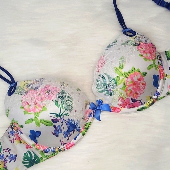 2012 Victoria's Secret Sexy Little Things Satin Floral Fairy Cottagecore Bra 34C - Picture 3 of 16
